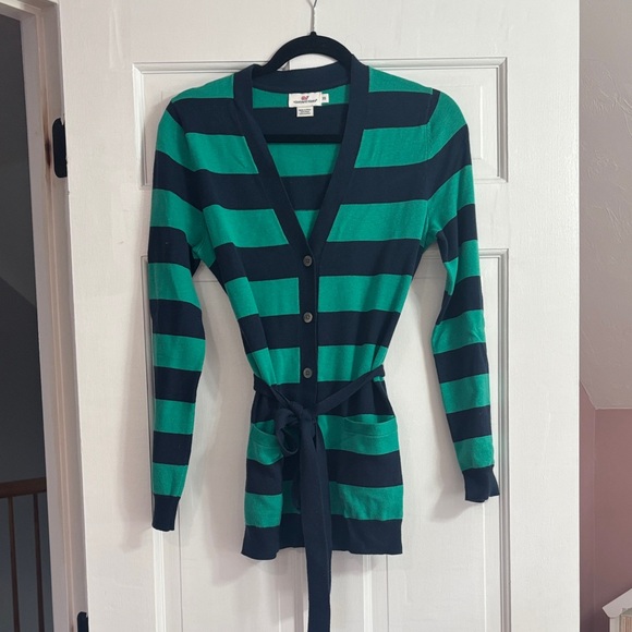 Striped Green and Navy Women's Vineyard Vines Sweater - Picture 1 of 3